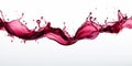 Red wine elegantly arcs in a fluid splash on white background against a stark background, embodying sophistication and Royalty Free Stock Photo
