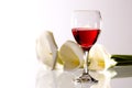 Red wine and flowers Royalty Free Stock Photo