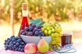 Red wine and fruits Royalty Free Stock Photo