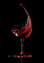 Red wine glass on black background Royalty Free Stock Photo