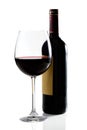 Red wine glass and bottle Royalty Free Stock Photo