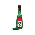 Red wine glass bottle outline icon on white background. Colored cartoon sketch graphic design. Doodle style. Hand drawn image. Royalty Free Stock Photo