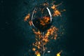 Red wine glass in fire Royalty Free Stock Photo