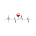 Red Wine Glass Heartbeat vector illustration Royalty Free Stock Photo