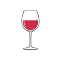 Red Wine Glass Icon with Liquid Beverage: Minimalist Design for Alcohol or Drinks Royalty Free Stock Photo
