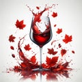 Red wine glass, light background with wine splashes. AI generated Royalty Free Stock Photo