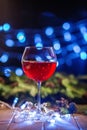 Red wine in a glass. Restaurant. Concept of Happy Christmas, New Royalty Free Stock Photo