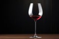 Red Wine Glass on Rich Dark Wood Background - Elegant Setting Royalty Free Stock Photo
