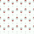 Red wine glass seamless pattern, great design for any purposes. Doodle style. Hand drawn image. Repeat template. Party drinks Royalty Free Stock Photo