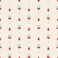 Red wine glass seamless pattern, great design for any purposes. Doodle style. Hand drawn image. Repeat template. Party drinks Royalty Free Stock Photo