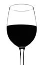 Red wine glass silhouette , over white Royalty Free Stock Photo