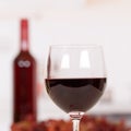 Red wine in a glass square copyspace