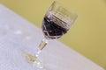 Red wine glass on table Royalty Free Stock Photo