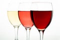 Glass of red, rose and white wine Royalty Free Stock Photo