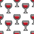 Red wine in glass wineglass Montenegrin drink seamless pattern Royalty Free Stock Photo