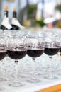 Red wine glasses, selective focus
