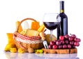 Red Wine, Grapes and Cheese Royalty Free Stock Photo