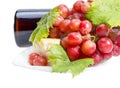 Red wine, grapes and cheese. Royalty Free Stock Photo