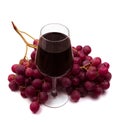 Red wine and grapes