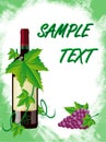 Red wine and grapes is in a green frame Royalty Free Stock Photo