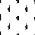 Red wine icon in black style isolated on white background. Greece pattern.