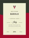 Red wine labels. Vector premium template set. Clean and modern design. Italy red wine label Barolo. Royalty Free Stock Photo