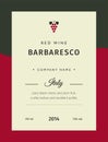 Red wine labels. Vector premium template set. Clean and modern design. Italy red wine label Barbaresco. Royalty Free Stock Photo