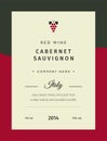 Red wine labels. Vector premium template set. Clean and modern design. Italy red wine label Cabernet.