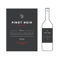 Red wine labels. Vector premium template set. Clean and modern design. Pinot noir grape sort.