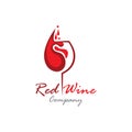 Red Wine logo template glass, splash of wine. Vector illustration Royalty Free Stock Photo