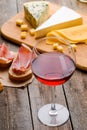 Red wine, meat and cheese Royalty Free Stock Photo