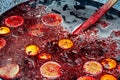 Red wine mulled in a large bowl-2 Royalty Free Stock Photo