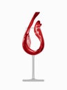 Red wine is poured into a crystal glass. Vector food illustration in realistic style. February 18, International Wine