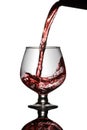 Red Wine Poured into a glass from bottle Royalty Free Stock Photo