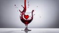 red wine pouring into glass A red wine heart splash on a white background. The heart is formed by red wine Royalty Free Stock Photo