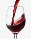 red wine pouring into glass