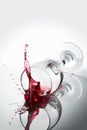 Red wine spilled out of a falling glass Royalty Free Stock Photo