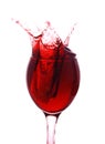 Red wine splashing out