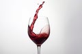 Red wine splashing out of a glass, isolated on white background - Ai Generated Royalty Free Stock Photo