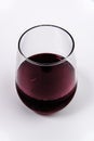 Red Wine in a stemless wine glass from top