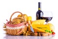 Red Wine, Swiss Cheese and Bread Royalty Free Stock Photo