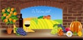 Grape window. Red wine tasting in the wine cellar: wineglass and bottles next to the window and panoramic view of vineyards at sun Royalty Free Stock Photo