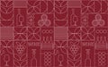Red wine themed background with design elements in simple geometric style. Seamless trendy pattern with abstract shapes.