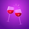 Red Wine Toast with heart inside liquid Royalty Free Stock Photo