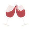 Red wine toast semi flat color vector object Royalty Free Stock Photo