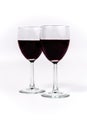 Red Wine in two glasses overlapping Royalty Free Stock Photo