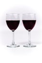 Red Wine in two glasses side by side Royalty Free Stock Photo