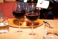 Red wine and two glasses on the table Royalty Free Stock Photo