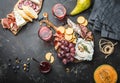 Delicatessen plate and wine Royalty Free Stock Photo