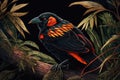 Design of colorful Red-winged Blackbird bird in the Jungle